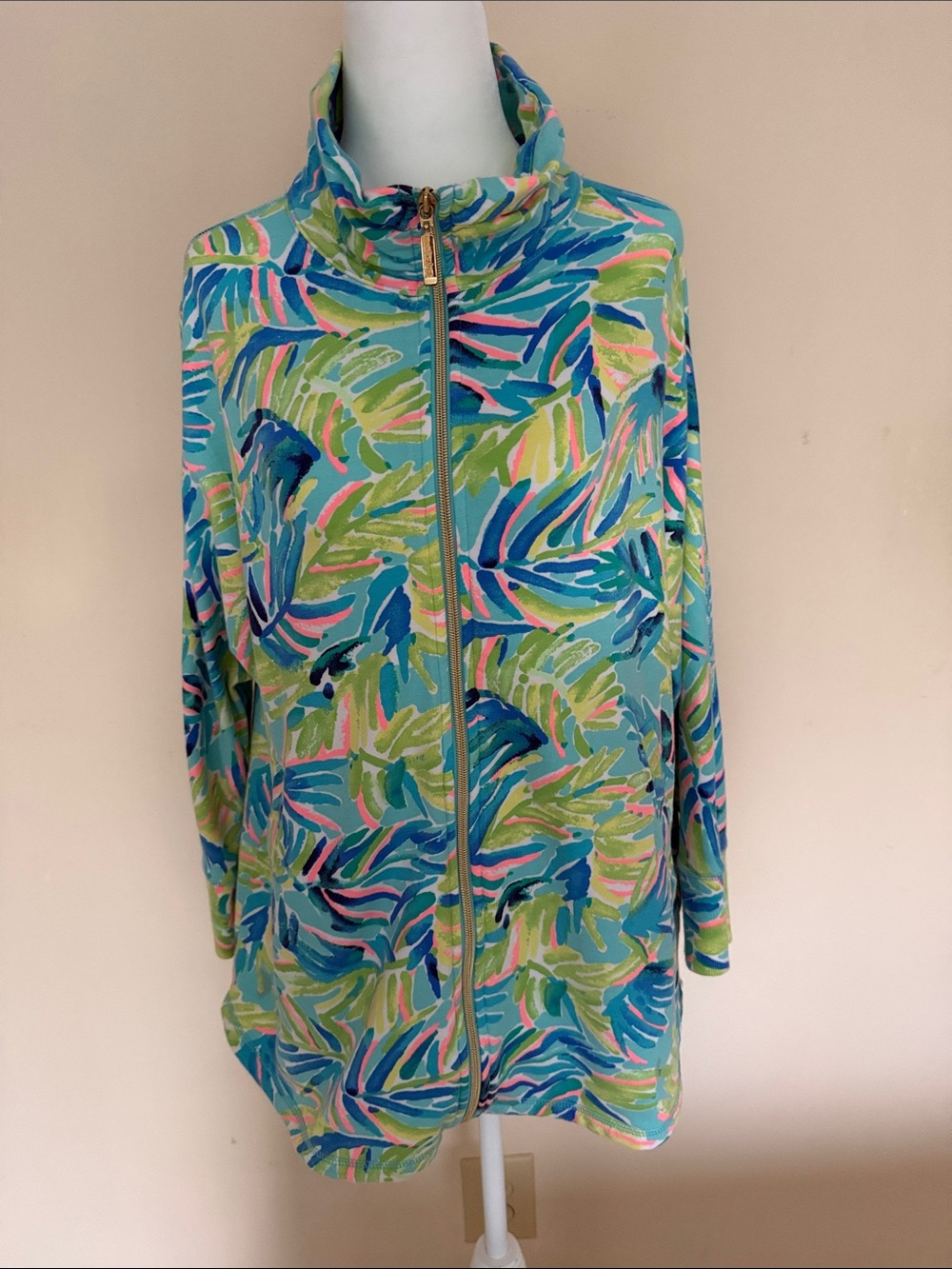 Lilly Pulitzer Zip-Front Swim Coverup Jacket - Blue, Green, Pink